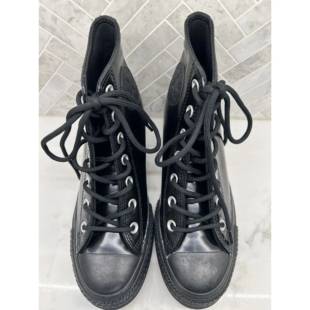 Converse Chuck Taylor All Star Wedge Platform Sneakers Womens 7 High Top Leather - Picture 6 of 7
